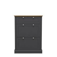Lpd Furniture Devon 3 Door Shoe Cabinet Charcoal Grey Leader Furniture
