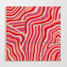 pink zebra stripes wood wall art by