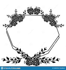 Black And White Elegant Leaves And Flowers Border With