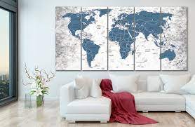 World Map Canvas World Map Decor Large