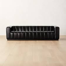 extra large channeled leather sofa