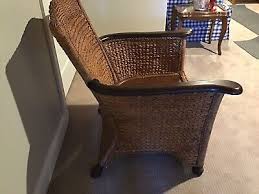 pier 1 rattan chair w wooden arms