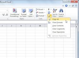 to delete cells and data in excel 2010