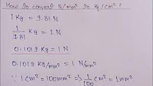 n mm2 to kg cm2 unit conversion