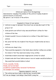 Opinion Essay Template English Esl Worksheets