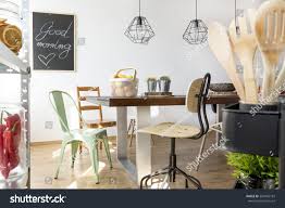 Interior Industrial Style Kitchen Dining Room Stock Photo