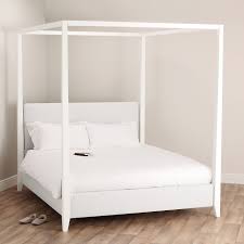 white bed frame four poster bed