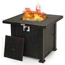 What is a gas fire pit table and how does it work? Gymax 30 Gas Fire Pit Table 50 000 Btu Square Propane Fire Pit Table W Cover Walmart Canada