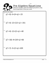 Solving Basic Equations Worksheets