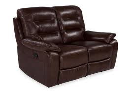 2 seater brown leather reclining sofa