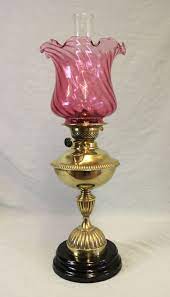 Antique Brass Oil Lamp With Replacement