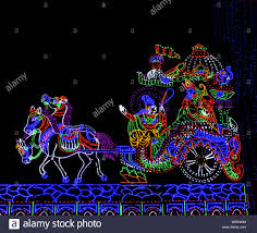 Chariot And Horse Night Lighting Decoration Using Led Lights Durga Puja Decoration Stock Photo Alamy
