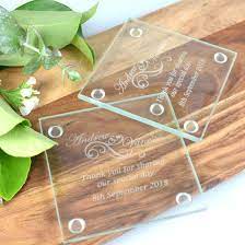 Engraved Wedding Glass Coasters