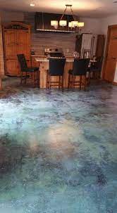 Blue Concrete Acid Stain Floor Design