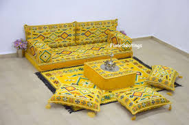 yelow floor sofa moroccan couch kilim