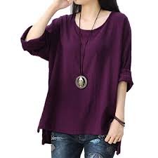 Womens Round Neck Long Sleeve Loose Asymmetric Tops
