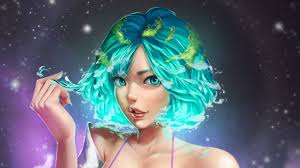 Green haired female anime character ...