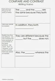 Compare And Contrast Writing And Sentence Frames Compare