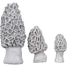 Set Of 3 Mini Morel Mushroom Statues