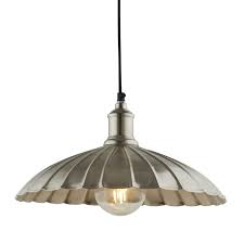 Details About Searchlight 2715sn Industrial Scalloped Pendant Light Ceiling Satin Nickel New