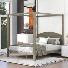 Queen Size Canopy Platform Bed With