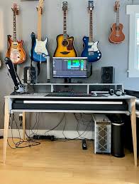 Piano Keyboard Desk With A Monitor