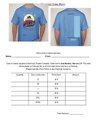 Shirt Order Forms Worksheets Teaching Resources Tpt
