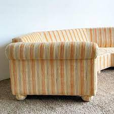 Beige Striped Sectional Sofa
