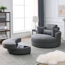 Grey Sofa Lounge Club Big Round Chair