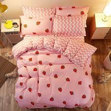 Double Sided Strawberry Pink Bedding Set