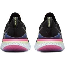 It is in the epic react flyknit 2 gs upper's silhouette that nike has worked harder with, focusing their efforts on a lighter and softer flyknit fabric while still offering the adaptive, precise fit of the previous model. Nike Epic React Flyknit 2 Running Shoes Women Black Sapphire Lime Blast At Sport Bittl Shop