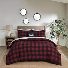 Red Plaid Comforter Set With Bed Sheets