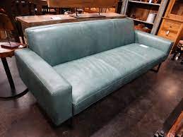 sofa brock green leather couch rare