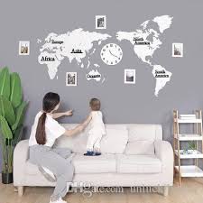 Get beautiful laminated world wall maps for home décor poster is available different sizes to decorate the walls of homes, classroom and offices. Wooden World Map Home Decor Living Room Wall Clocks Creative 3d World Map Decorative Design Mute Watch Wall Sticker Modern Clocks Modern Clocks For Sale From Unluckilybear 32 13 Dhgate Com