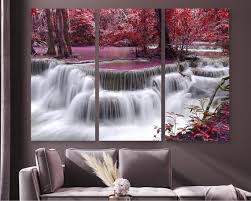 Pink Waterfall Canvas Wall Art Forest