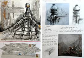 Artist research with integration of images and text   Inspiration     Jasmine Bowerman Unit   example of page from sketchbook