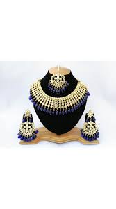 navy blue six layered necklace set