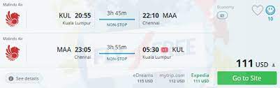 The status of flights shown on the map is representational and does not depict the actual status/delayed/cancelled status of the flights or the actual route of the. Kuala Lumpur To Chennai India For Only 111 Incl Bag