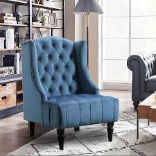 Leather wingback chair swivel chair armchair restoration hardware chair chairs for sale living room chairs crate and barrel your space crates. Amazon Com Altrobene Velvet Accent Chair High Wingback Chair Modern Living Room Bedroom Chair Navy Blue Kitchen Dining