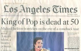 Amazon.com: Michael Jackson Friday 6/26/2009 Los Angeles Times Newspaper  get your copy of the LA Times with the terrible news of the death of the  King of Pop : Home & Kitchen