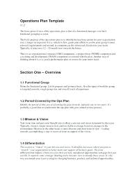 Operational Plan Template Project Operation Business Sample