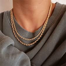 iefshiny 18k real gold plated rope