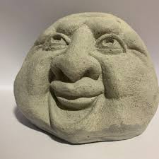 Rock Face Garden Art Statue Smiling