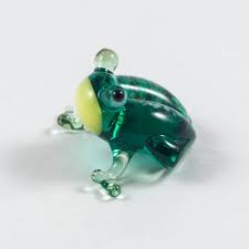Glass Frog Mini Figurine Blown Glass
