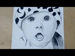 Baby boy pencil art portrait. Portrait Pencil Drawing Of Cute Baby Baby Drawing Youtube