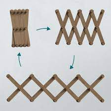 Wood Accordion Wall Hanger Expandable Coat Rack Wall Mount With 14 Pegs Expanding Hat Rack For Wall X Shape Brown