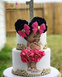 Baby Cake With Afro Puffs Princess Baby Shower Cake Baby Girl Cakes  gambar png