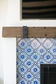 Blue Mosaic Tiled Fireplace Design Ideas