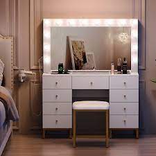 makeup vanity table set with 14 led