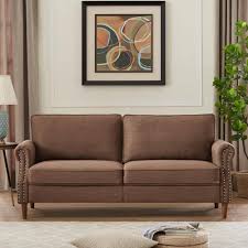 westsky 76 30 in wide square arm fine linen material and simple contemporary style with 3p seater straight sofa in brown